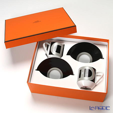 エルメス（HERMES） ラリー 24 コーヒーカップ＆ソーサー 100ml ブラック ペア 【ブランドボックス付】: HERMES  TABLEWARE COLLECTION